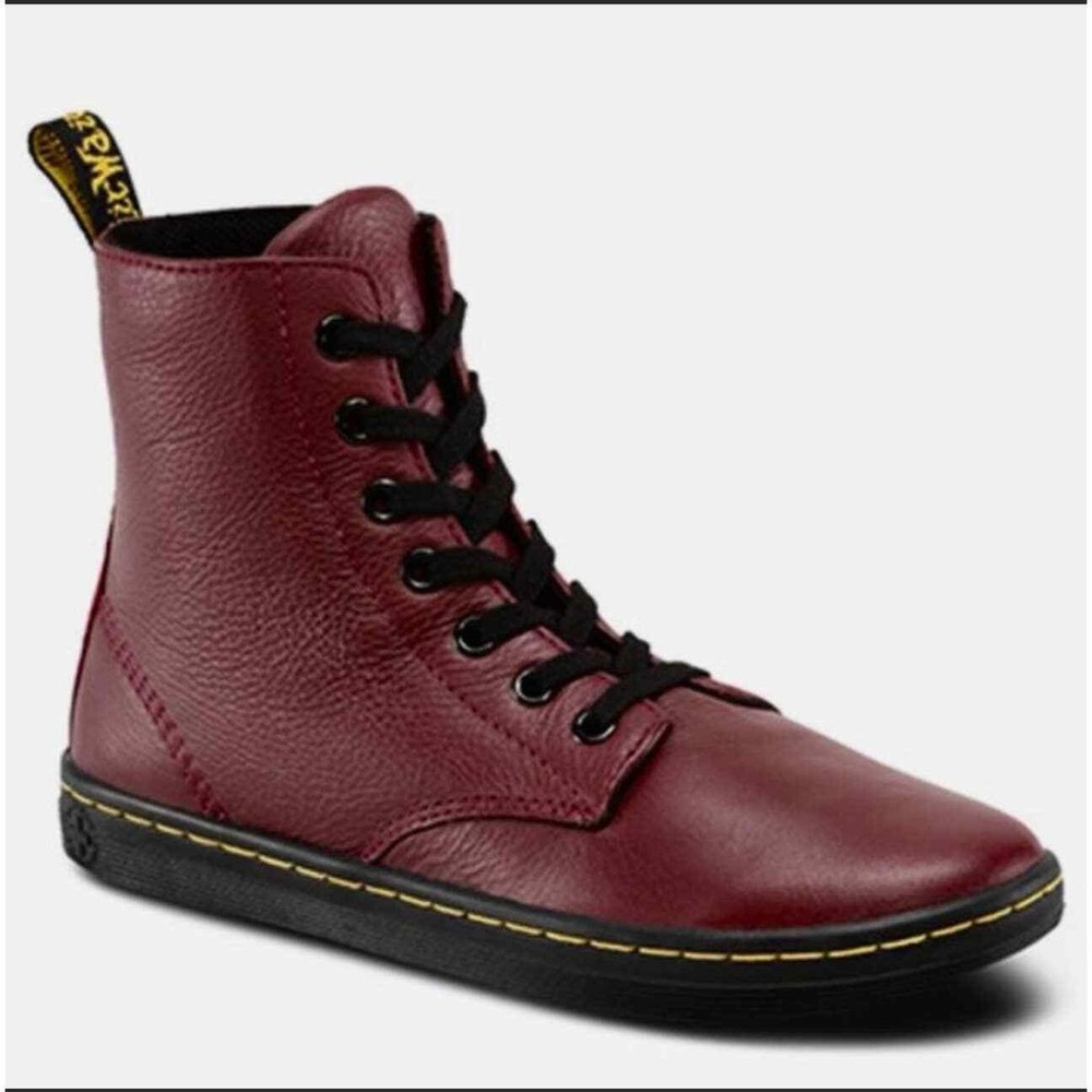 Dr. Martens Leyton Combat Boots Womens 6 Red Oxblood Burgundy‎ Leather